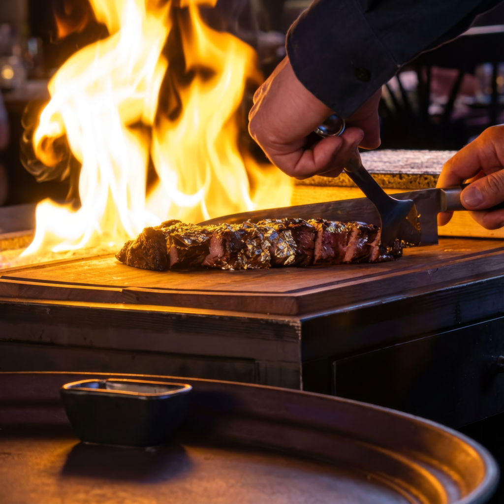 Wagyu Cross mexicano siendo cortado